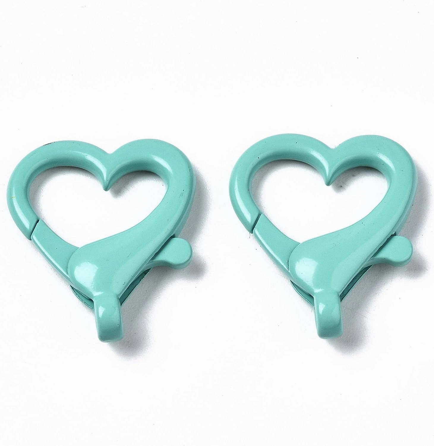 FASHEWELRY 200Pcs Alloy Lobster Claw Clasps Metal Heart Shape Snap Clasps Rings Mixed Color Spray Painted Eco-Friendly Trigger Buckles for DIY Crafts Jewelry Making, 26x22x5.5mm