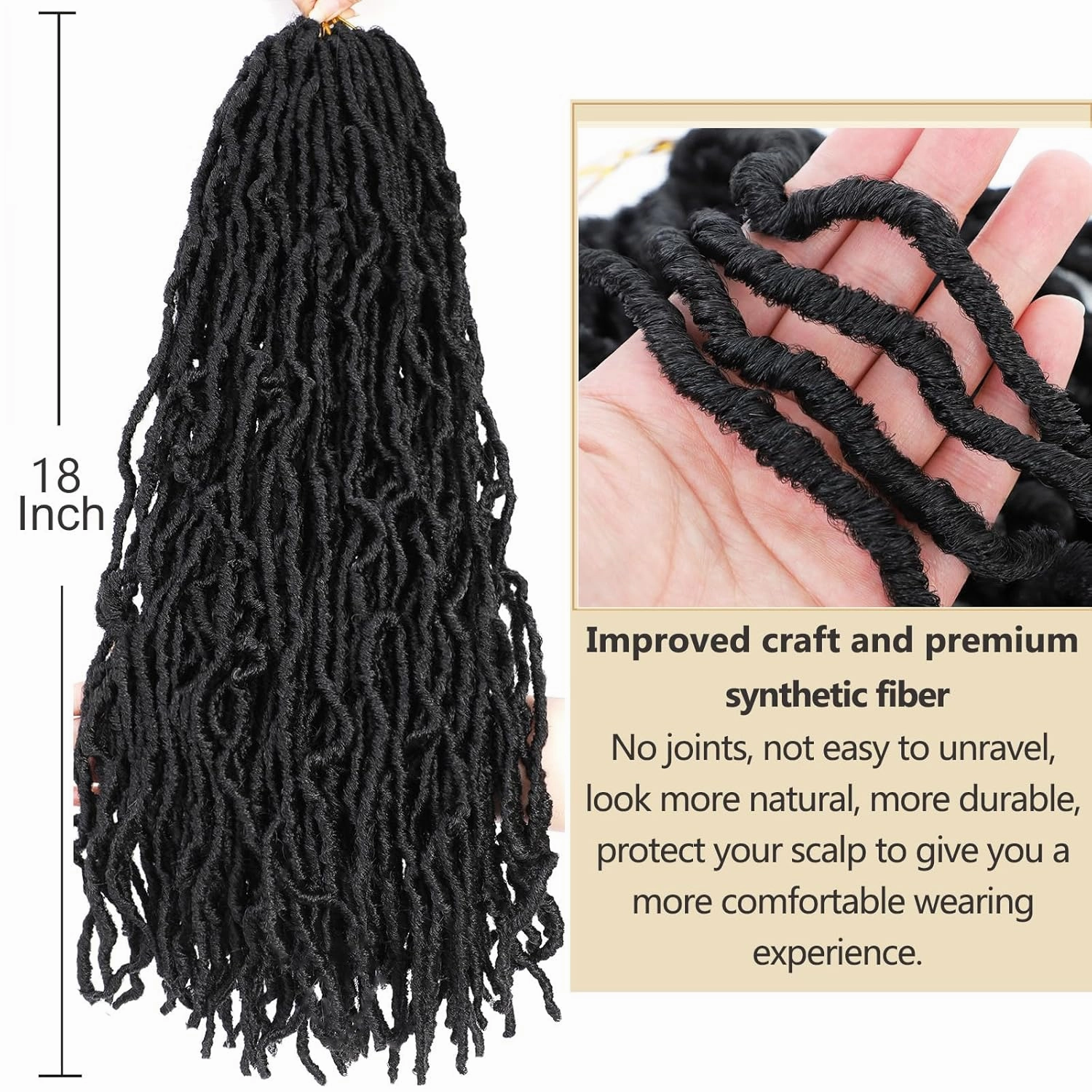 Faux Locs Crochet Hair Dark Brown Soft Locs 18 Inch 7 Packs Long Crochet Locs Goddess Locs Natural Synthetic Pre looped Crochet Braids For Butterfly Locs Crochet Hair (18 Inch (Pack of 7), 4#)