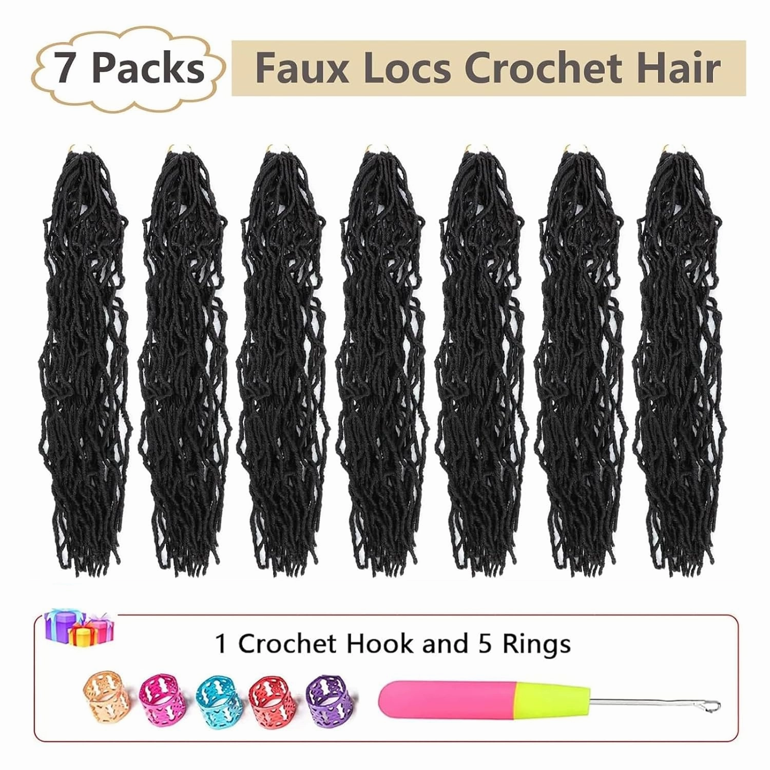 Faux Locs Crochet Hair Dark Brown Soft Locs 18 Inch 7 Packs Long Crochet Locs Goddess Locs Natural Synthetic Pre looped Crochet Braids For Butterfly Locs Crochet Hair (18 Inch (Pack of 7), 4#)