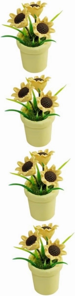 FAVOMOTO 4pcs Miniature Potted Plant Sunflower Tiny House Accessory Realistic Fake Plant for Dollhouse Decor Compact for Mini House for Train Models Table Landscapes