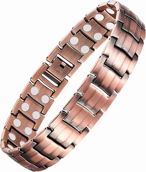 Feraco Men's Copper Magnetic Bracelet Elegant 99.99% Solid Copper Bracelets with Double-Row Strong Magnets,Magnetic Jewelry