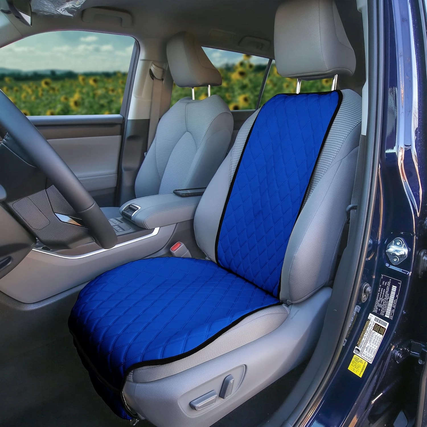 FH Group Car Seat Cushion Front Set Blue Neosupreme Automotive Seat Cushions - Universal Fit, Car Seat Cushion With Front Pockets, Airbag Compatible Car Seat Cushions for SUV, Sedan, Van