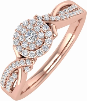FINEROCK 1/4 Carat Round Diamond Engagement Ring in 10K Gold