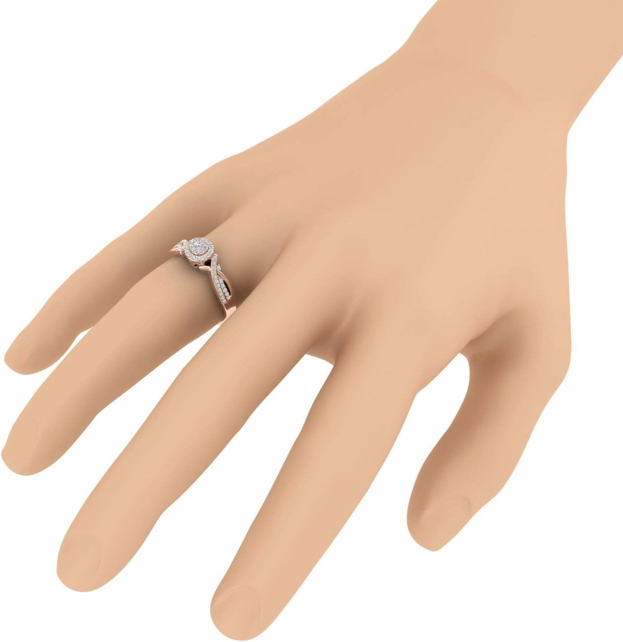 FINEROCK 1/4 Carat Round Diamond Engagement Ring in 10K Gold