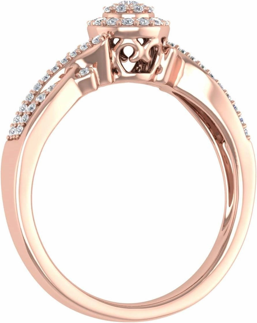 FINEROCK 1/4 Carat Round Diamond Engagement Ring in 10K Gold