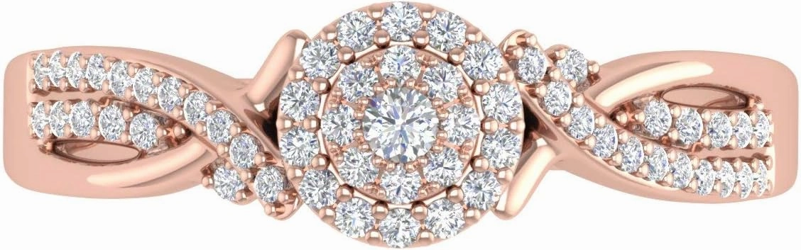 FINEROCK 1/4 Carat Round Diamond Engagement Ring in 10K Gold