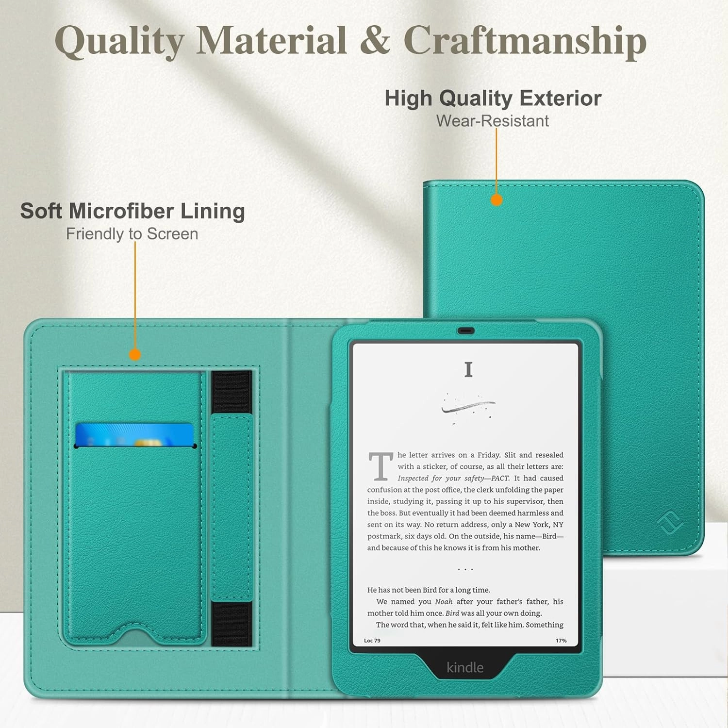 Fintie Case for 7"/6.8" Kindle Paperwhite(12th/11th Generation-2024/2021) and Kindle Colorsoft Signature Edition -Slim Foldable Stand Cover Auto Wake/Sleep for Paperwhite 2024, Jade