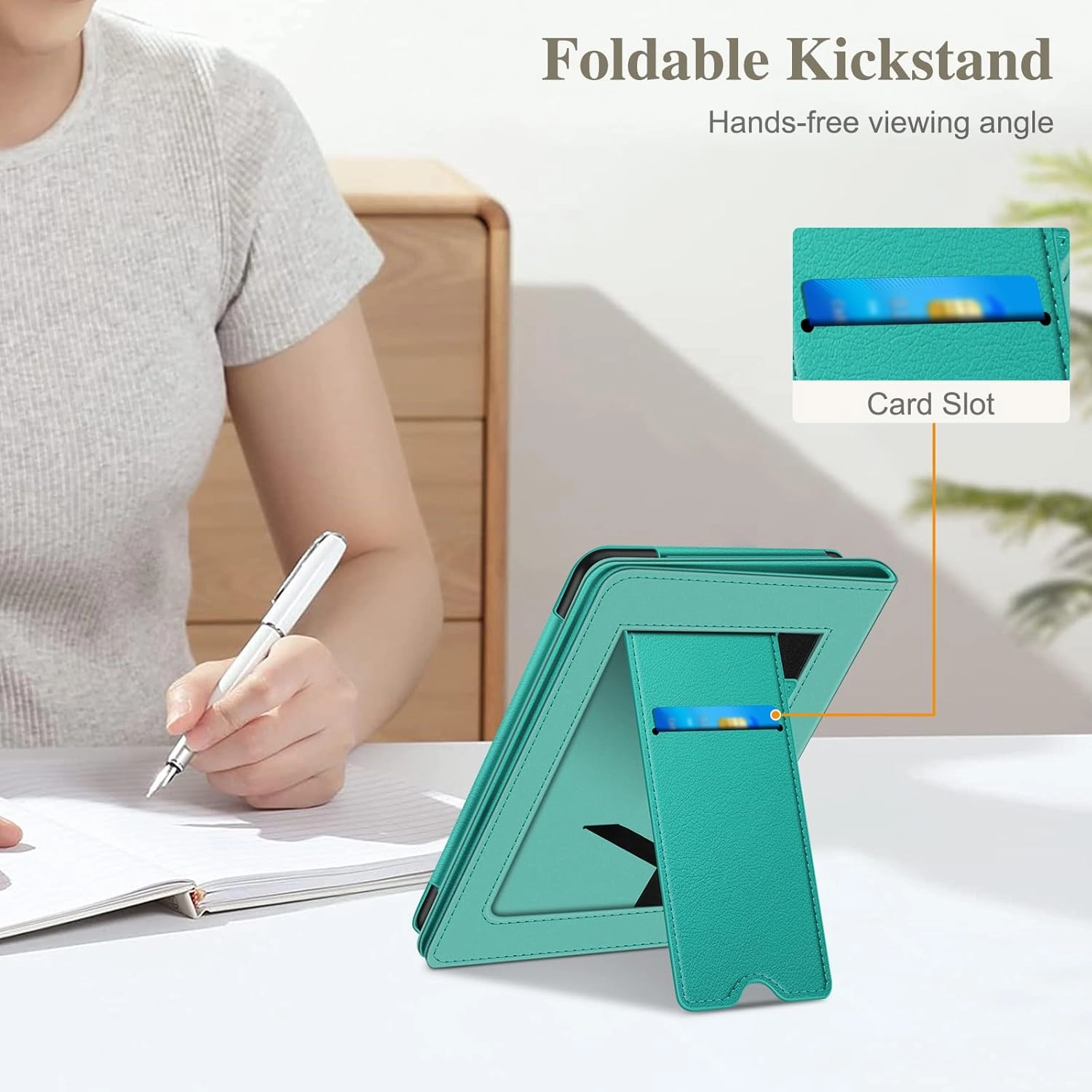 Fintie Case for 7"/6.8" Kindle Paperwhite(12th/11th Generation-2024/2021) and Kindle Colorsoft Signature Edition -Slim Foldable Stand Cover Auto Wake/Sleep for Paperwhite 2024, Jade