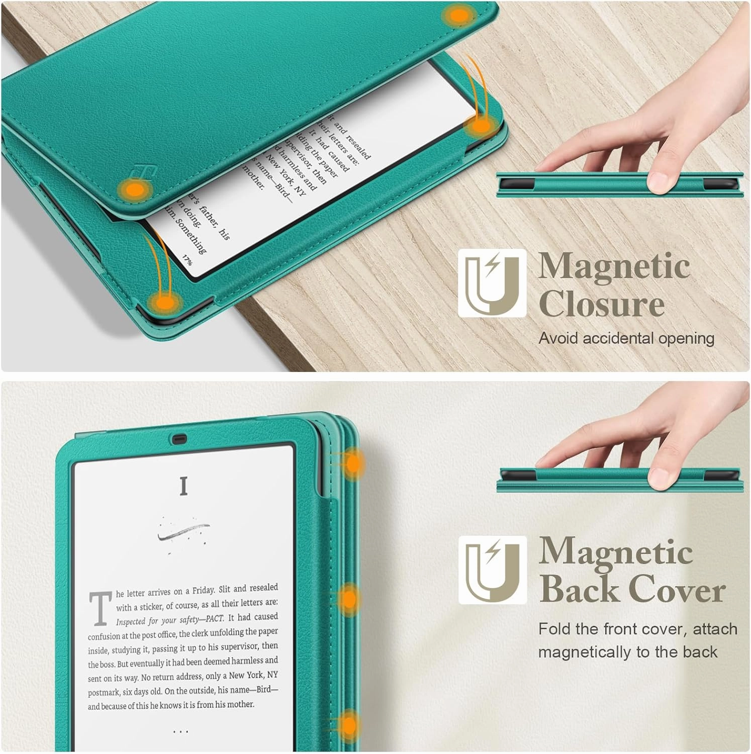 Fintie Case for 7"/6.8" Kindle Paperwhite(12th/11th Generation-2024/2021) and Kindle Colorsoft Signature Edition -Slim Foldable Stand Cover Auto Wake/Sleep for Paperwhite 2024, Jade