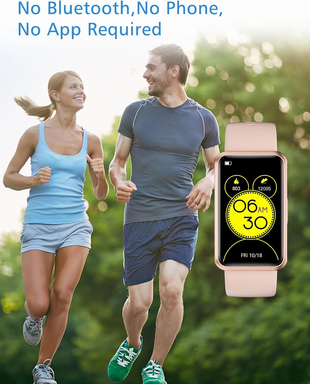 Fitness Tracker No Bluetooth No APP/Phone Required, Fitness Watch for Men Women Parents Pedometer Watch with Sleep Tracker Steps Counter Alarm Clocks IP68 Waterproof (Pink)