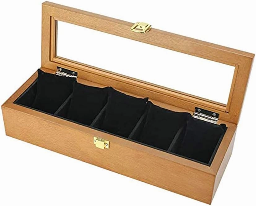 Five-position Wooden storage box European-style household simple Retro sunroof watch display box Jewelry collection box