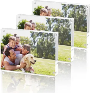 Fixwal Acrylic Picture Frames - 5x7 Set of 3 - Magnetic, Glass Frames - Wedding Table Numbers - Frameless - Display
