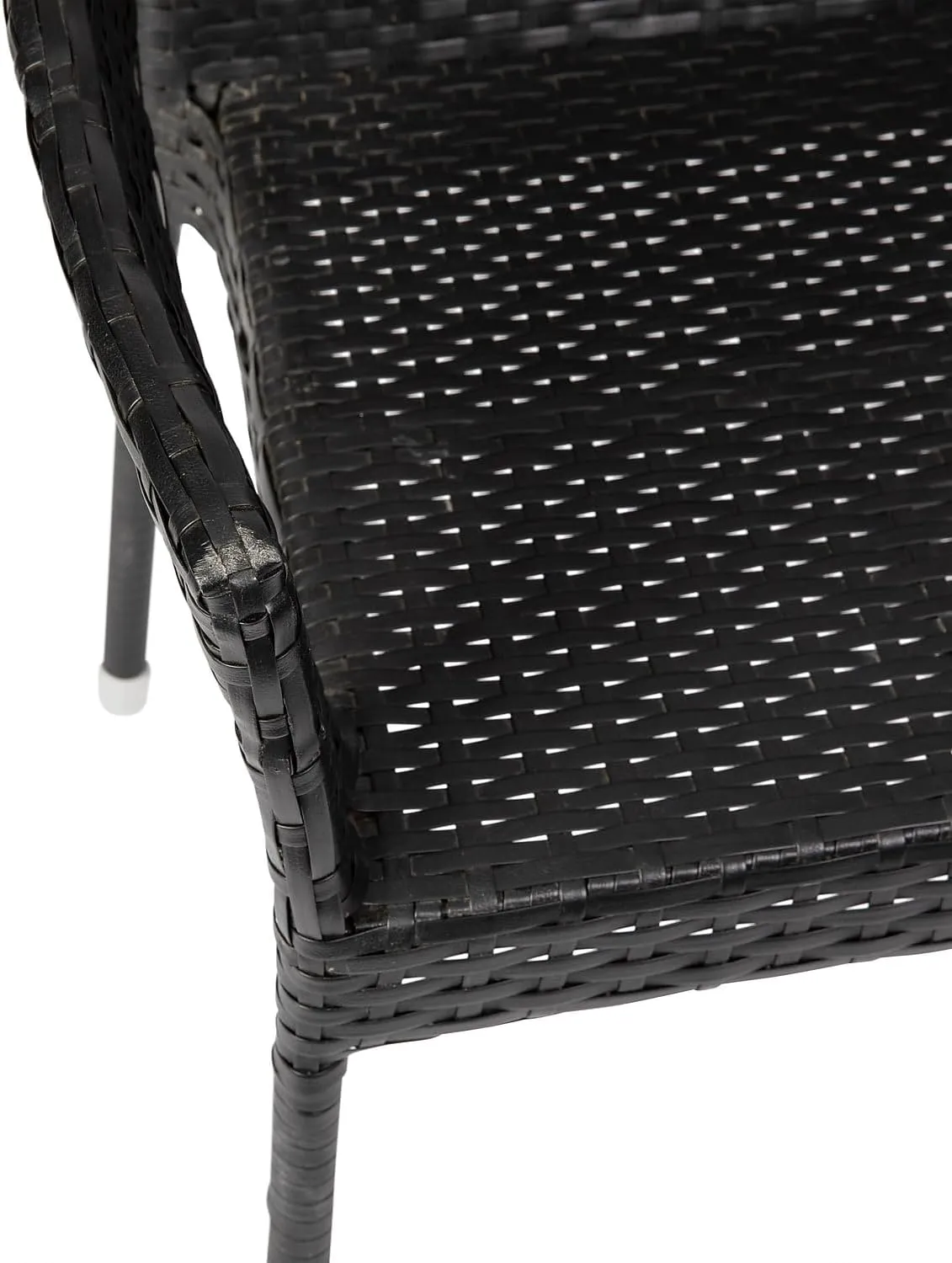 Flash Furniture Ethan Commercial Grade Patio Chair, All Weather PE Rattan Wicker Stacking Patio Dining Chair, Set of 2, Black