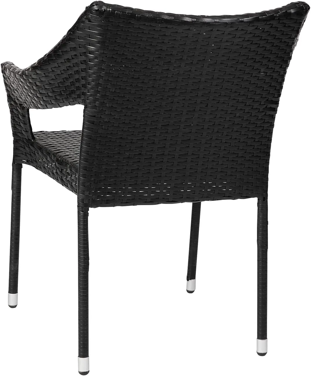 Flash Furniture Ethan Commercial Grade Patio Chair, All Weather PE Rattan Wicker Stacking Patio Dining Chair, Set of 2, Black