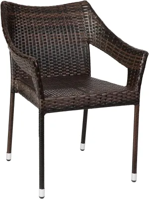 Flash Furniture Ethan Commercial Grade Patio Chair, All Weather PE Rattan Wicker Stacking Patio Dining Chair, Set of 2, Espresso