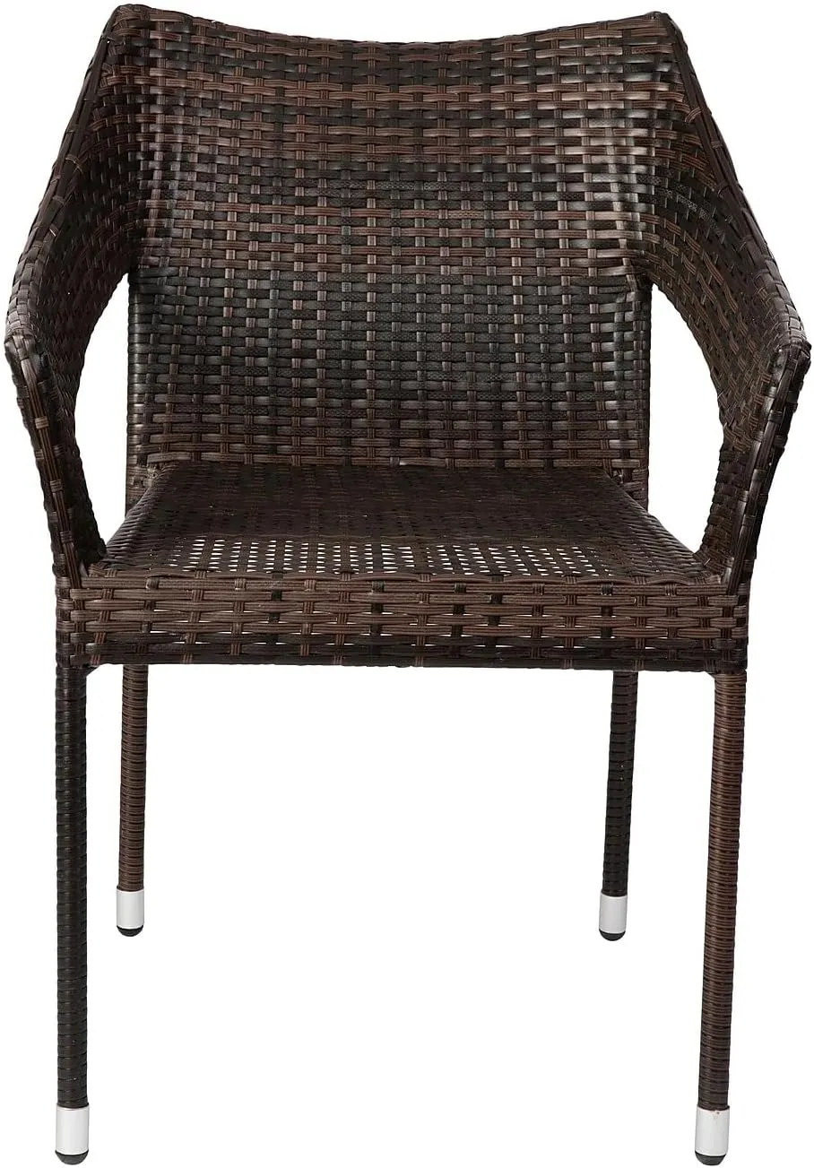 Flash Furniture Ethan Commercial Grade Patio Chair, All Weather PE Rattan Wicker Stacking Patio Dining Chair, Set of 2, Espresso