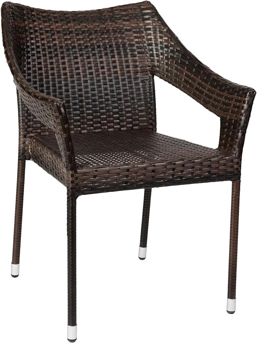 Flash Furniture Ethan Commercial Grade Patio Chair, All Weather PE Rattan Wicker Stacking Patio Dining Chair, Set of 2, Espresso