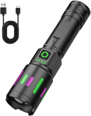 Flashlights High Lumens Rechargeable with COB Work Light, 350000000 Lumens Super Bright LED Flashlight, IPX6 Waterproof & Zoomable Tactical Flashlight for Emergencies, Camping, Hiking