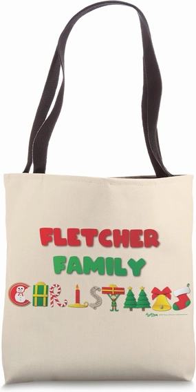 Fletcher Family Funny Merry Christmas 2021 Word Design Tote Bag