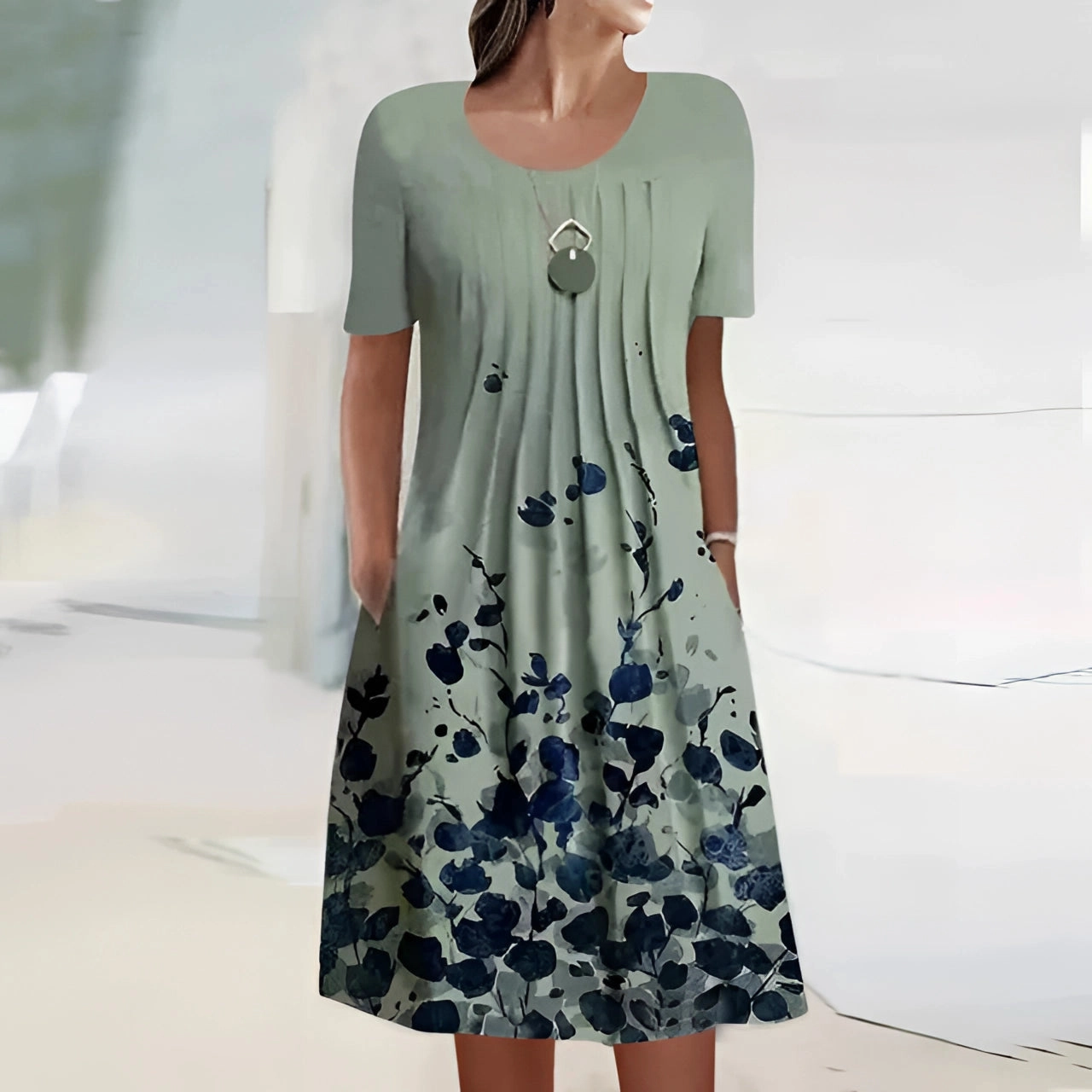 Floral Summer Dress - Lightweight Cotton, Knee-Length, Sleeveless