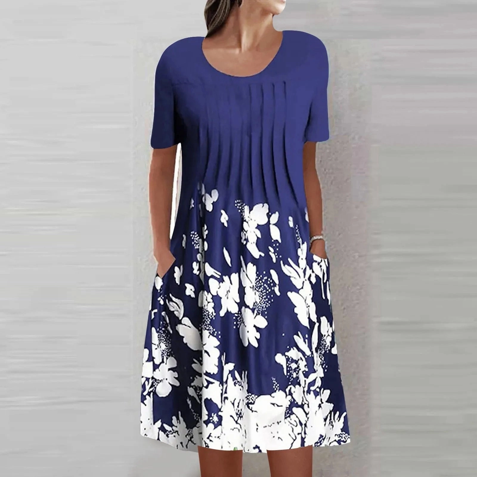 Floral Summer Dress - Lightweight Cotton, Knee-Length, Sleeveless