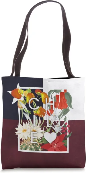 Flowers of Chile Word Art - Chilean Pride Tote Bag
