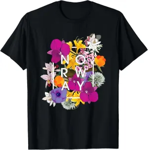Flowers of Norway Word Art - Norwegian Pride T-Shirt
