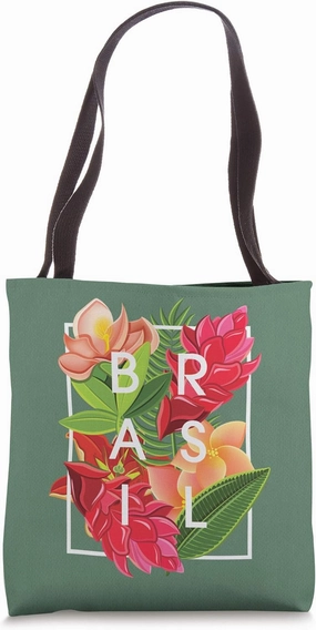 Flowers of Brazil Word Art - Brazilian Pride Tote Bag