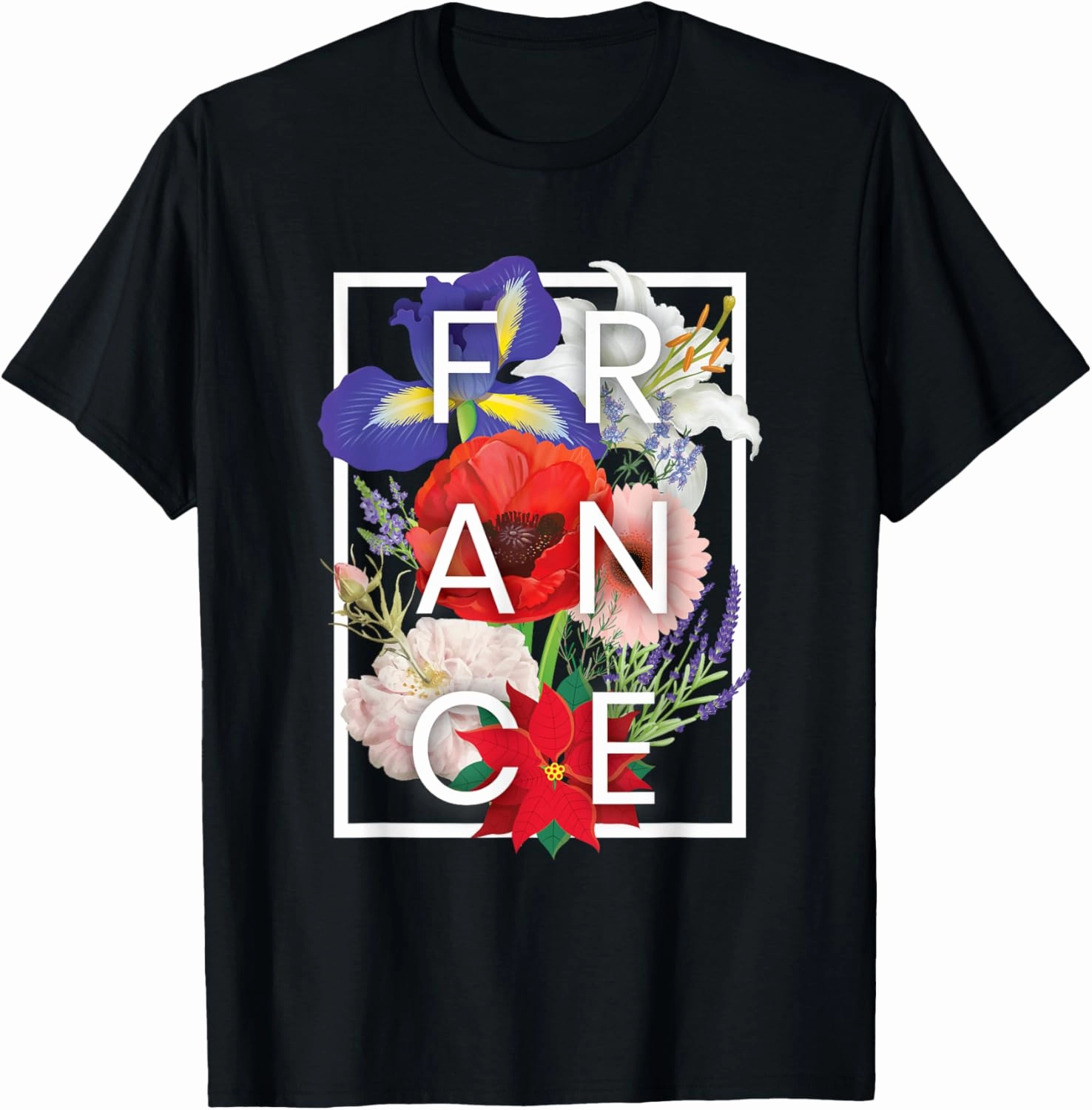 Flowers of France Word Art - French Pride T-Shirt
