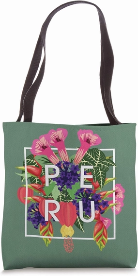 Flowers of Peru Word Art - Peruvian Pride Tote Bag