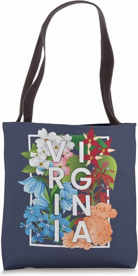 Flowers of Virginia Word Art - Virginian Pride Tote Bag
