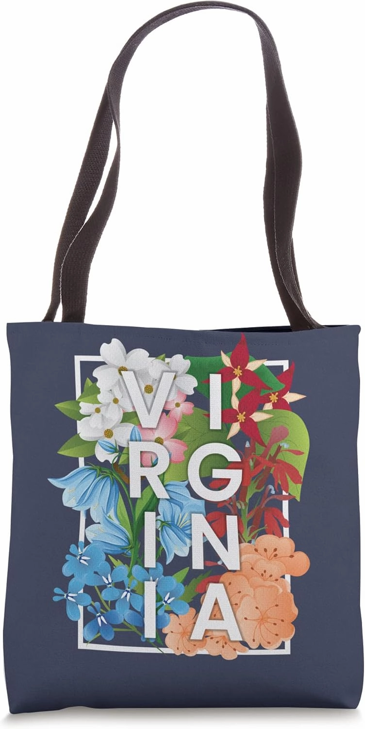 Flowers of Virginia Word Art - Virginian Pride Tote Bag