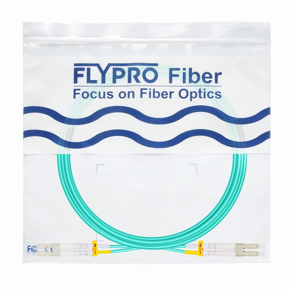 FLYPROFiber- LC to LC OM4 Fiber Patch Cable 20M, Length Options: 0.2m-100m, Duplex 50/125um Multimode Fiber Optic Cables LSZH 40GB/100GB-20M (66ft)