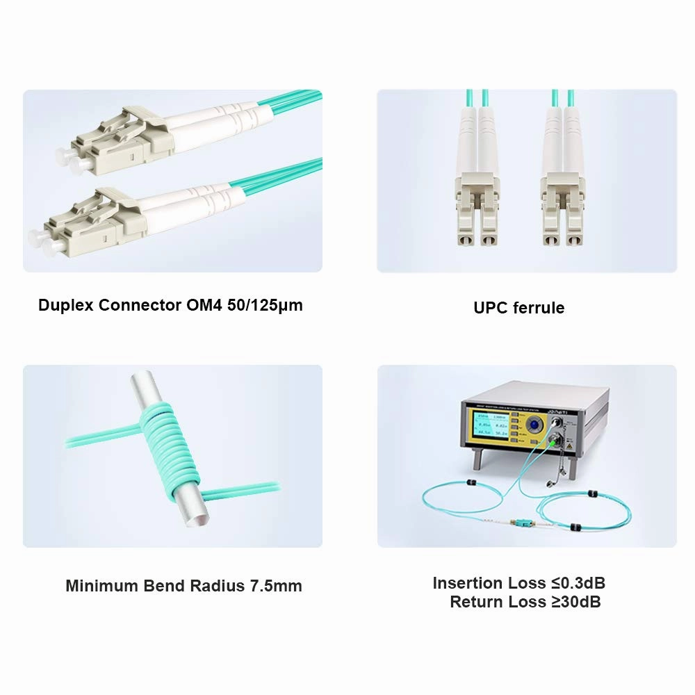 FLYPROFiber- LC to LC OM4 Fiber Patch Cable 20M, Length Options: 0.2m-100m, Duplex 50/125um Multimode Fiber Optic Cables LSZH 40GB/100GB-20M (66ft)
