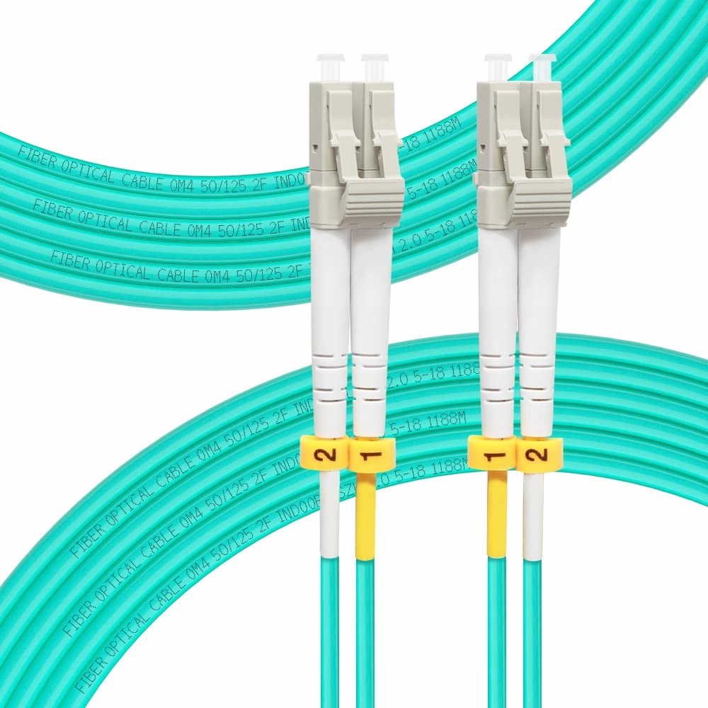FLYPROFiber- LC to LC OM4 Fiber Patch Cable 20M, Length Options: 0.2m-100m, Duplex 50/125um Multimode Fiber Optic Cables LSZH 40GB/100GB-20M (66ft)