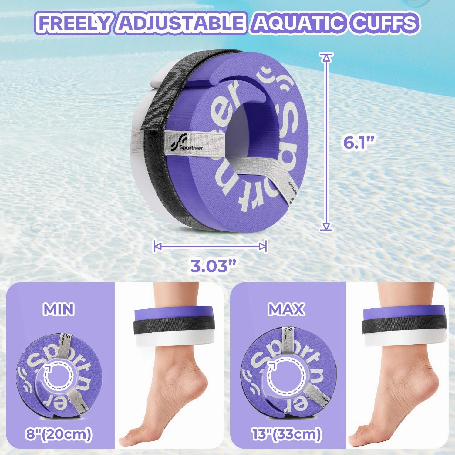 Foam Aquatic Cuffs Exercise Equipment: Sportneer Water Aerobics Float Ring with Adjustable Webbing Pool Exercise Workout Set Water Ankle Ring