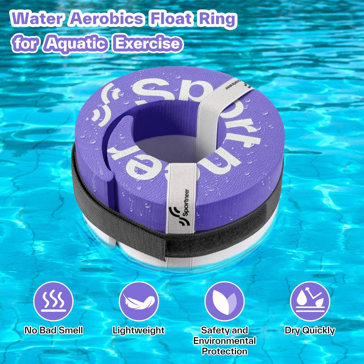 Foam Aquatic Cuffs Exercise Equipment: Sportneer Water Aerobics Float Ring with Adjustable Webbing Pool Exercise Workout Set Water Ankle Ring