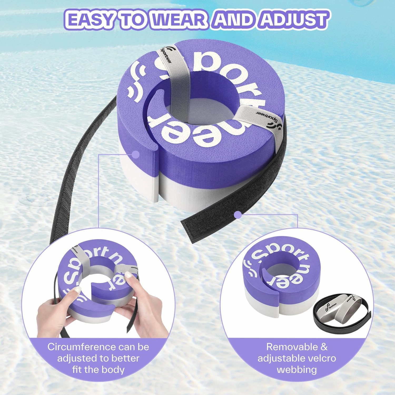Foam Aquatic Cuffs Exercise Equipment: Sportneer Water Aerobics Float Ring with Adjustable Webbing Pool Exercise Workout Set Water Ankle Ring