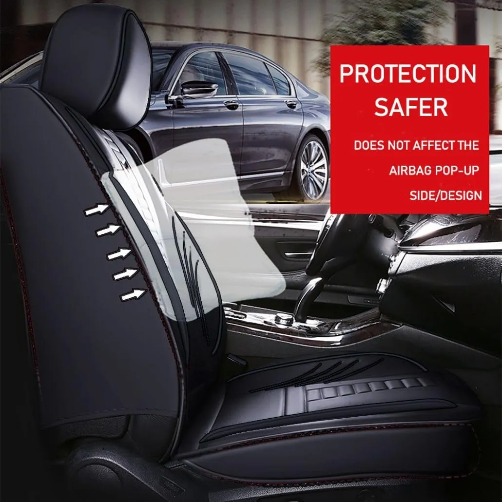 for Chevy Silverado 1500/2500/3500 LT WT LTZ RST Custom Trail High Country Seat Covers 2008-2025, Waterproof Leather Compatible Airbag Truck Seat Protectors (Front Set, All Black)