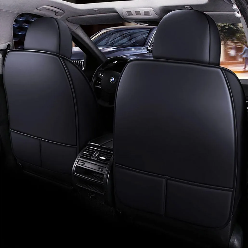 for Chevy Silverado 1500/2500/3500 LT WT LTZ RST Custom Trail High Country Seat Covers 2008-2025, Waterproof Leather Compatible Airbag Truck Seat Protectors (Front Set, All Black)