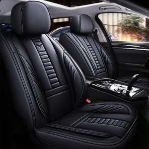 for Chevy Silverado 1500/2500/3500 LT WT LTZ RST Custom Trail High Country Seat Covers 2008-2025, Waterproof Leather Compatible Airbag Truck Seat Protectors (Front Set, All Black)