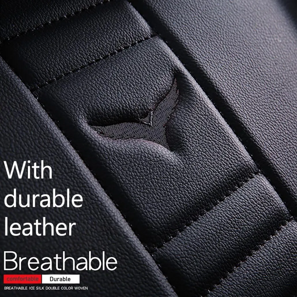 for Chevy Silverado 1500/2500/3500 LT WT LTZ RST Custom Trail High Country Seat Covers 2008-2025, Waterproof Leather Compatible Airbag Truck Seat Protectors (Front Set, All Black)