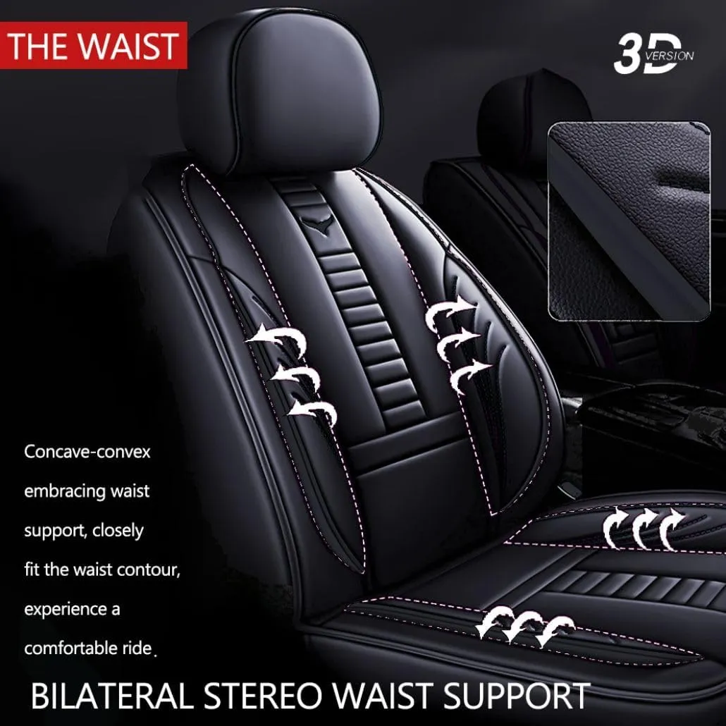 for Chevy Silverado 1500/2500/3500 LT WT LTZ RST Custom Trail High Country Seat Covers 2008-2025, Waterproof Leather Compatible Airbag Truck Seat Protectors (Front Set, All Black)
