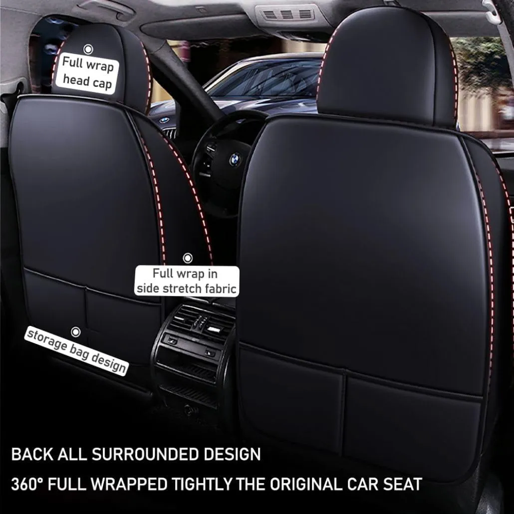 for Chevy Silverado 1500/2500/3500 LT WT LTZ RST Custom Trail High Country Seat Covers 2008-2025, Waterproof Leather Compatible Airbag Truck Seat Protectors (Front Set, All Black)