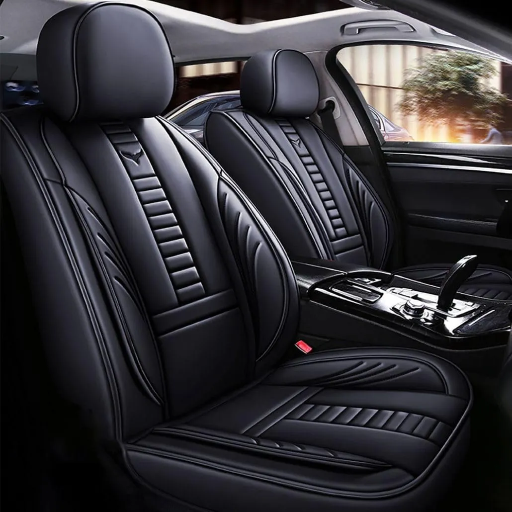for Chevy Silverado 1500/2500/3500 LT WT LTZ RST Custom Trail High Country Seat Covers 2008-2025, Waterproof Leather Compatible Airbag Truck Seat Protectors (Front Set, All Black)