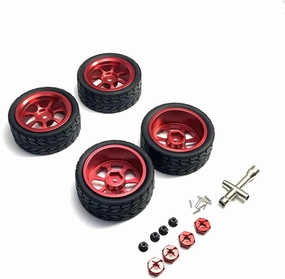 for Wltoys 124016 124017 124018 124019 144001 A959 1:12 1:14 1:18 Metal Upgrade Wheels RC Car Accessories Replacement Use RC Car DIY Parts(Red)