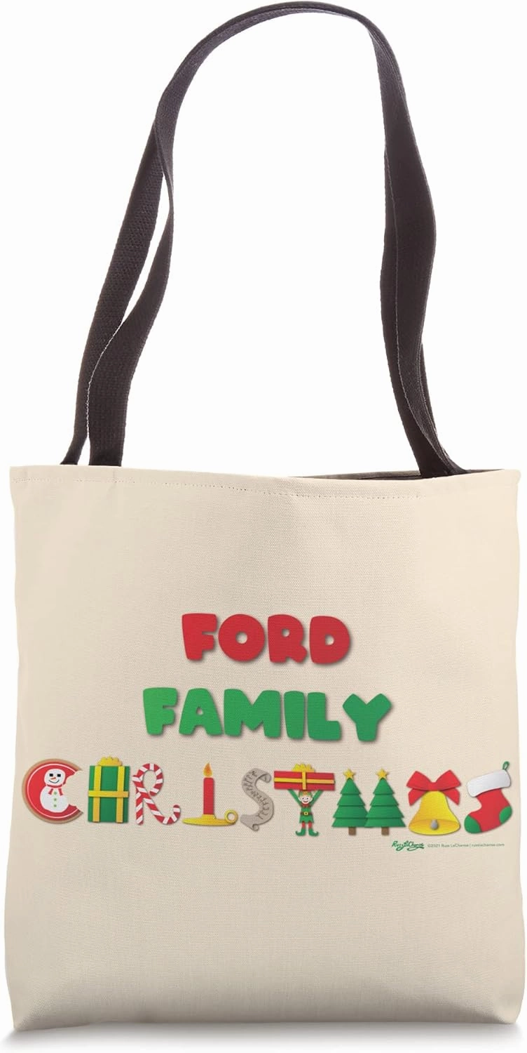 Ford Family Funny Merry Christmas 2021 Word Design Tote Bag