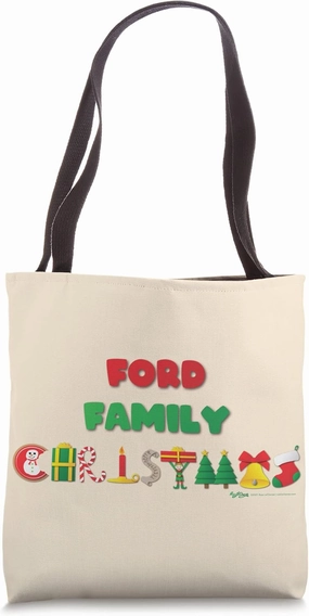 Ford Family Funny Merry Christmas 2021 Word Design Tote Bag