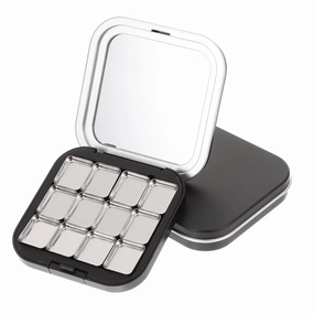 FRCOLOR 2Pcs Empty Magnetic Eyeshadow Makeup Palette DIY Blush Lipstick Contouring Powder Tray with 12 Grids Travel Size Cosmetic Pans Eyeshadow Makeup Containers for Women