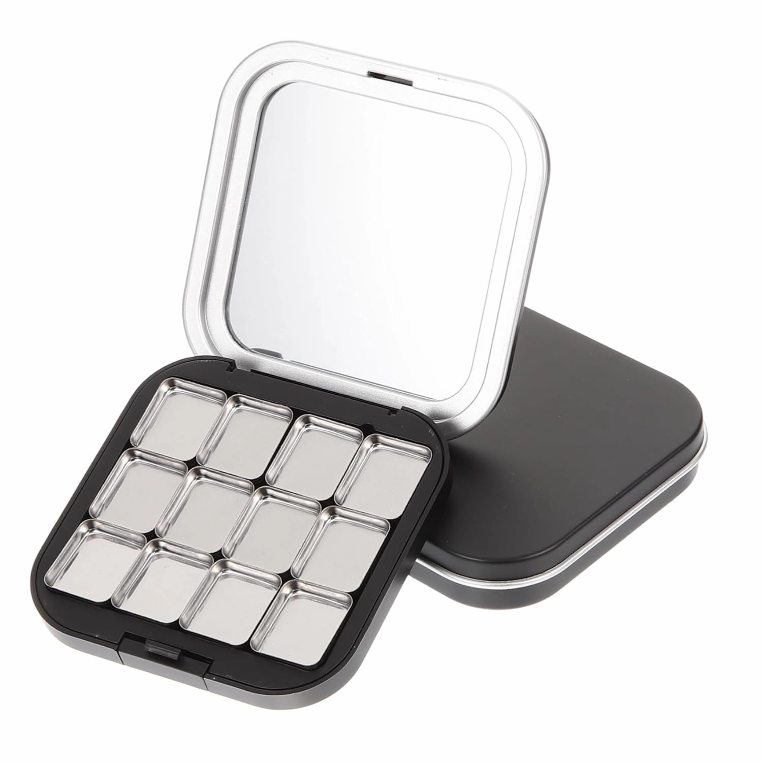 FRCOLOR 2Pcs Empty Magnetic Eyeshadow Makeup Palette DIY Blush Lipstick Contouring Powder Tray with 12 Grids Travel Size Cosmetic Pans Eyeshadow Makeup Containers for Women